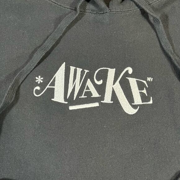 Awake Embroidered Black Pullover Hoodie Adult Sz M New - Picture 2 of 5